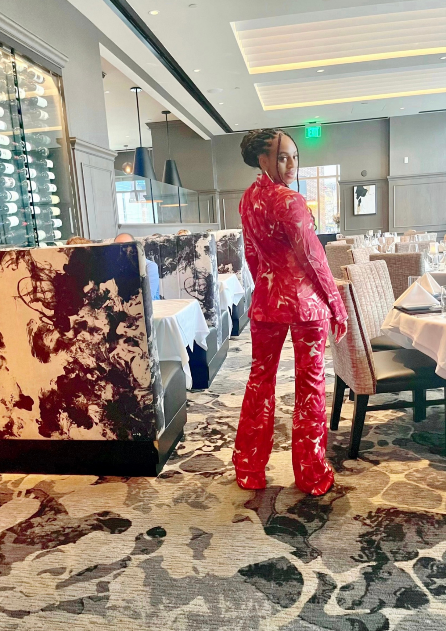 Tie Die Floral Blazer Pants set