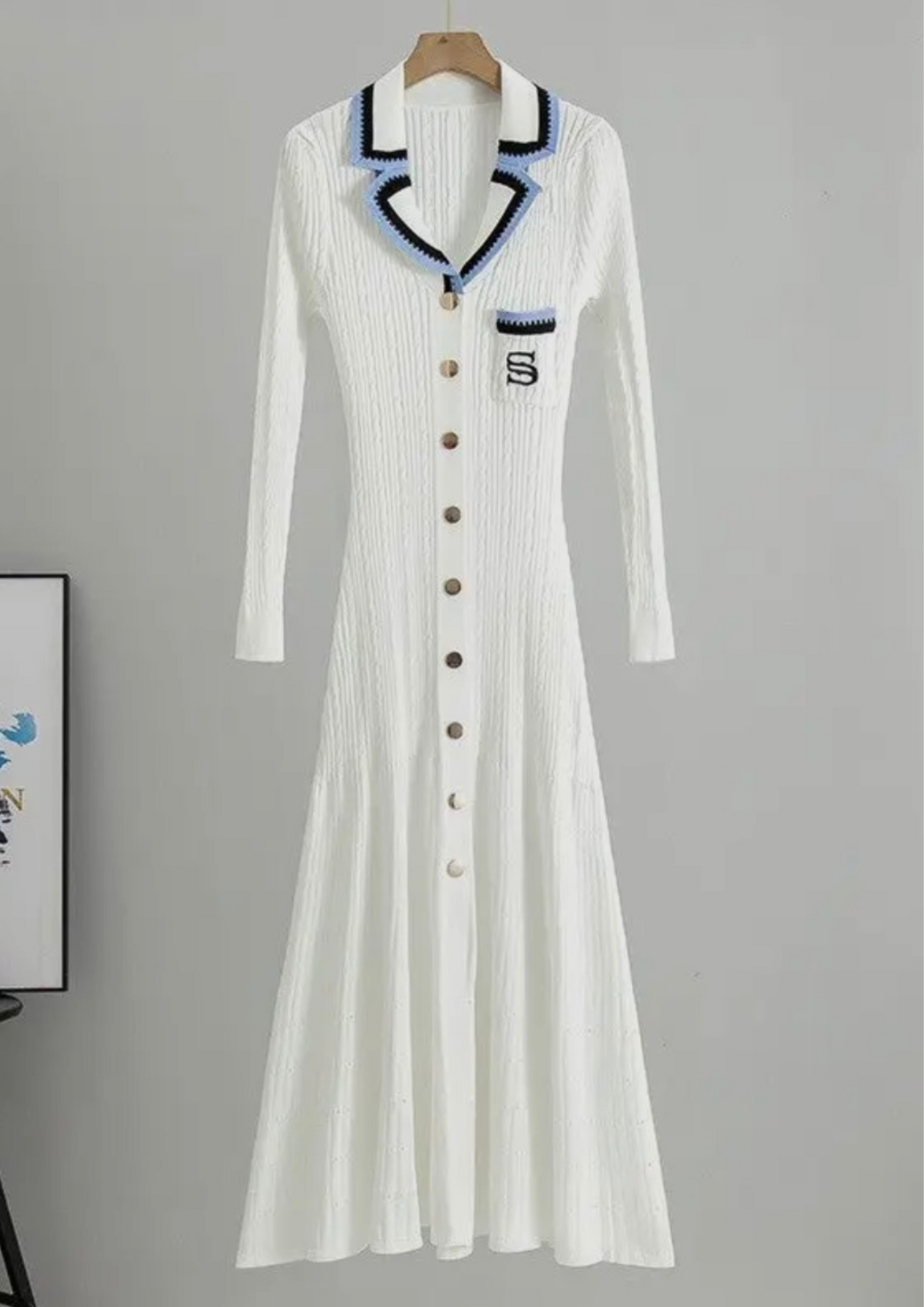 Knitted Color-Blocked long-Sleeve Dress