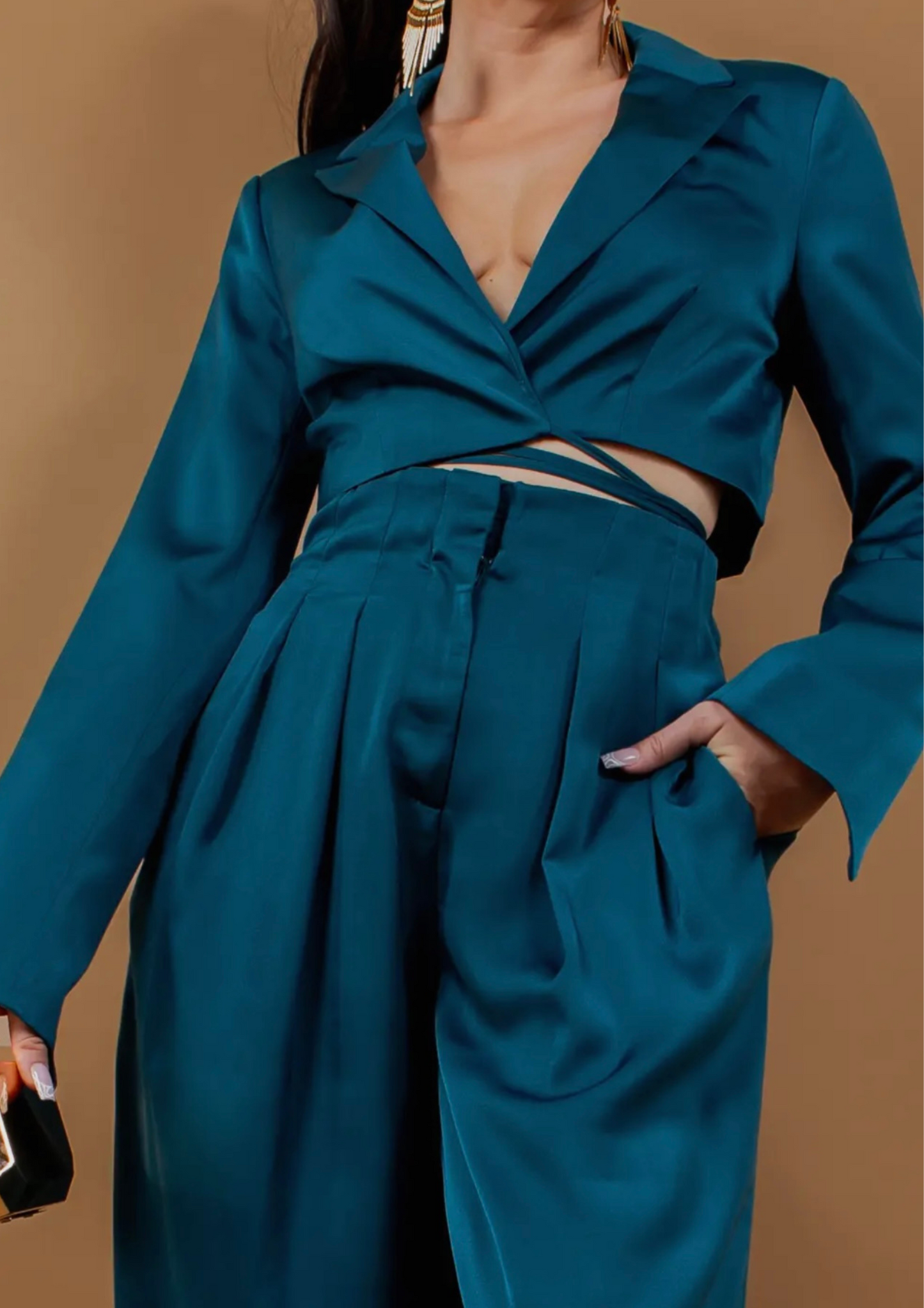 Style Crop Blazer & Wide Pants Set