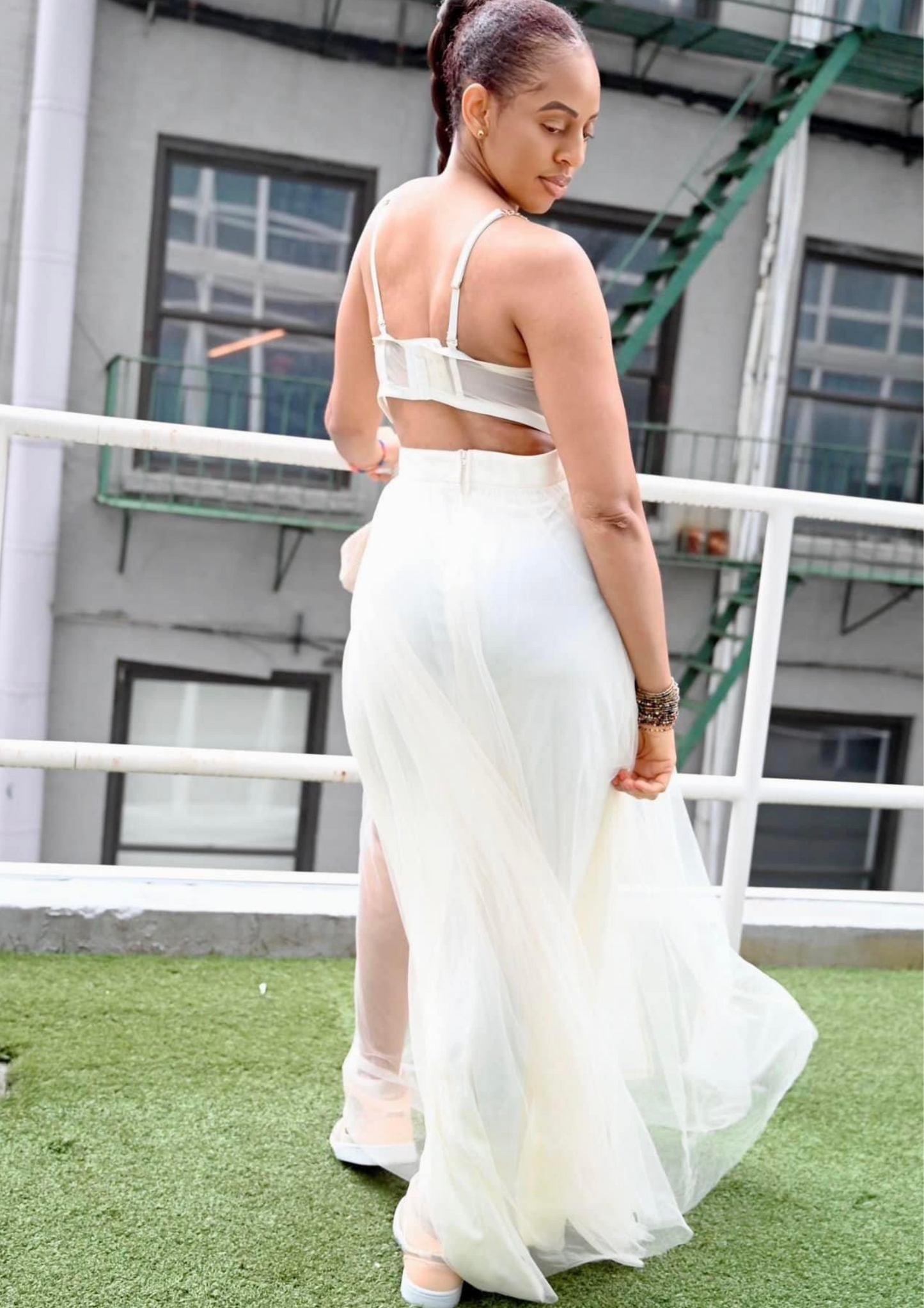 Chain Strap Bra Corset Maxi Dress