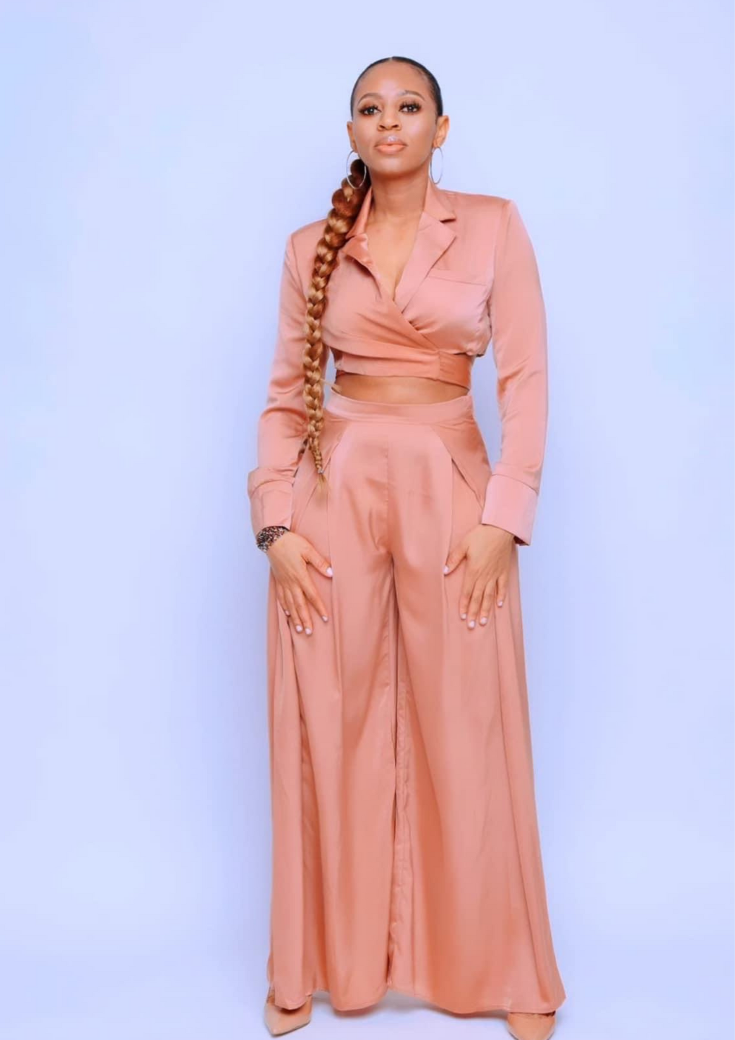 Bridgette Satin Cropped Blazer Set