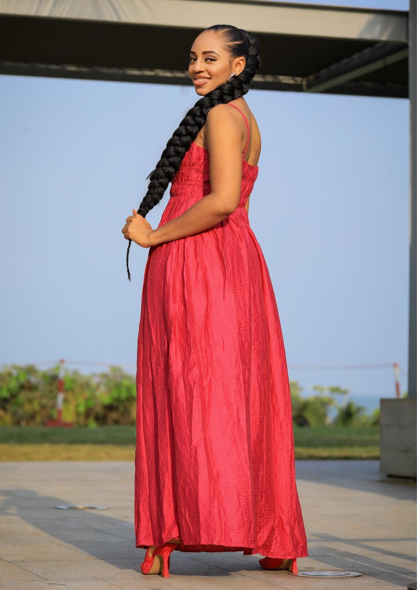 Satin Ruched Detailing sleeveless Maxi dress