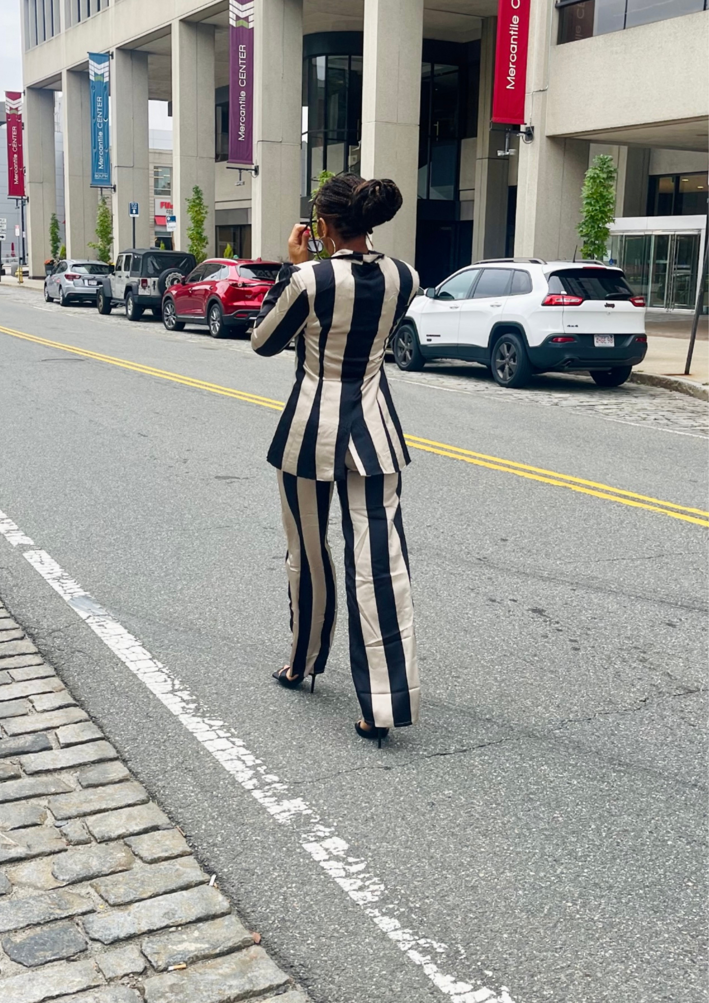 Stripe Jacket Long Pants Set