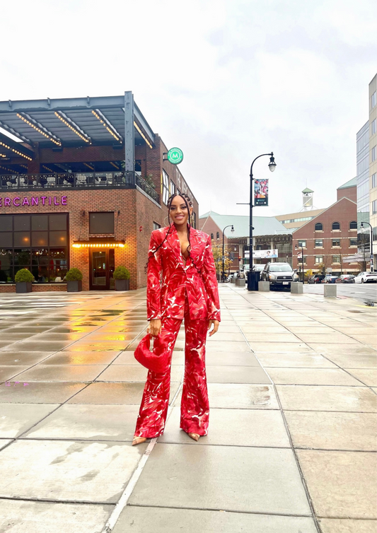 Tie Die Floral Blazer Pants set