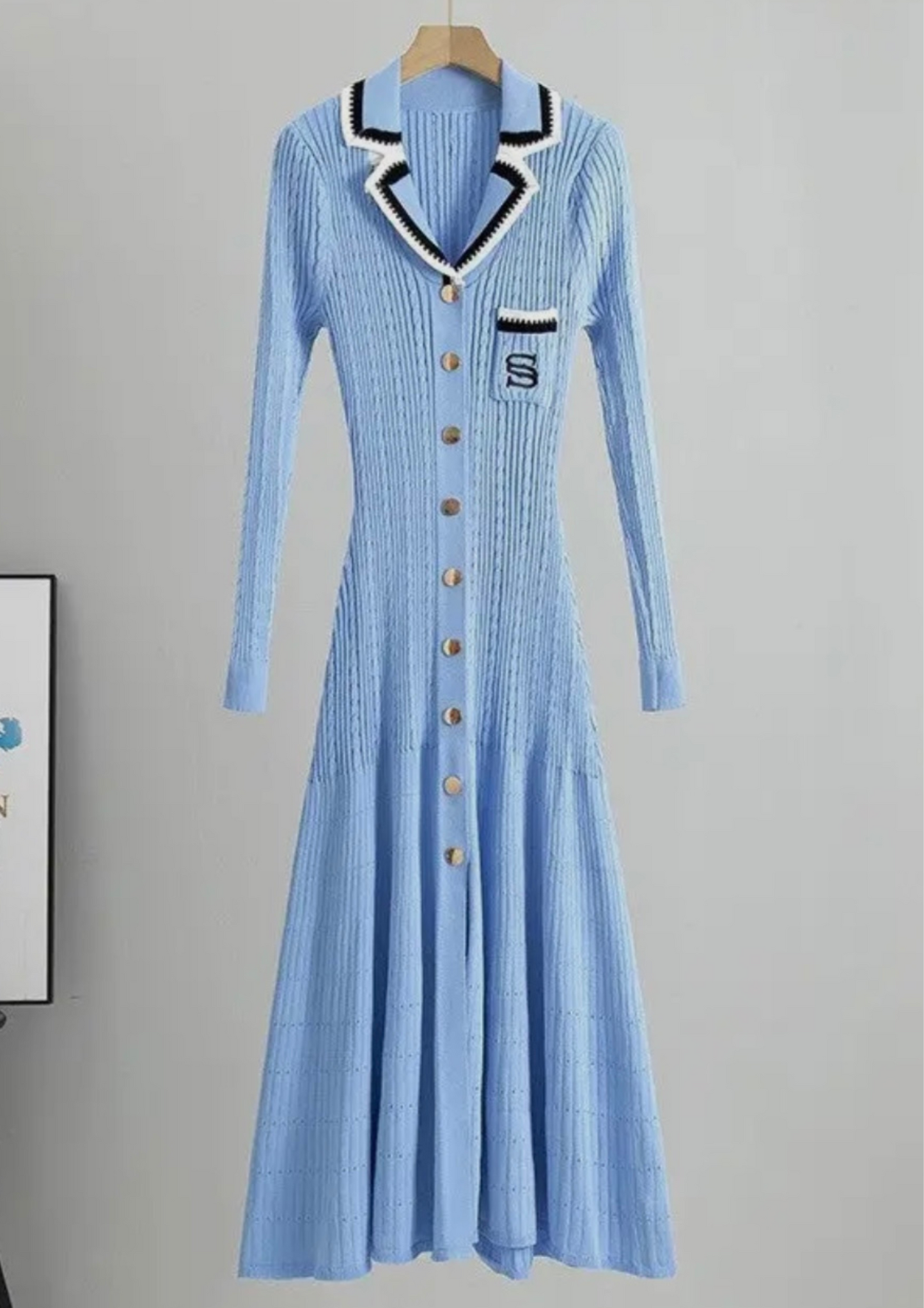 Knitted Color-Blocked long-Sleeve Dress