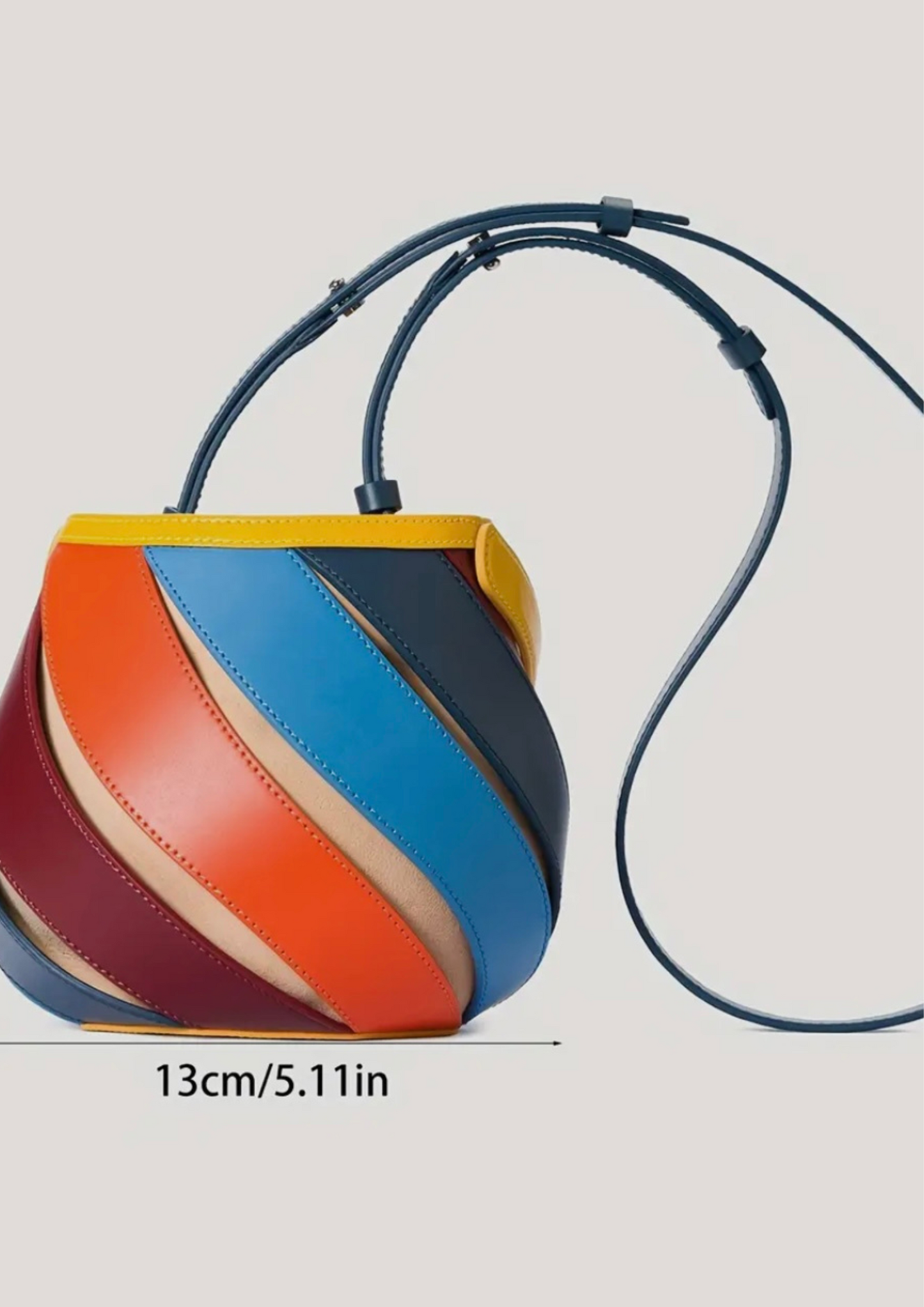 Cylindrical Contrasting Color Patchwork Bucket Bag