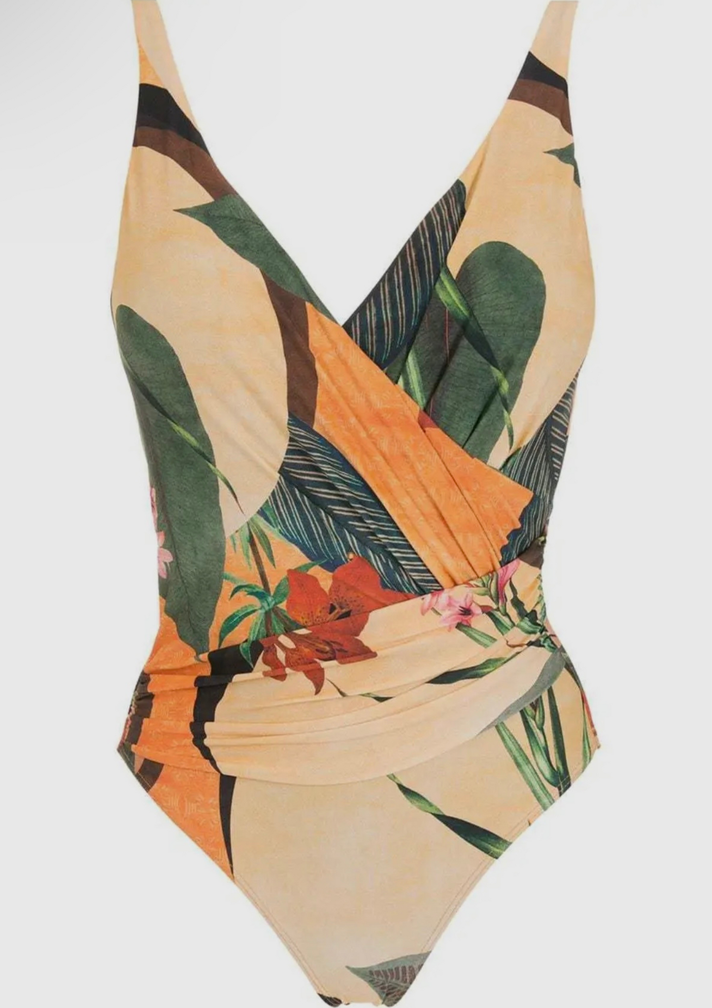 Open Back Wrap Front One Piece Swimsuit with Cover