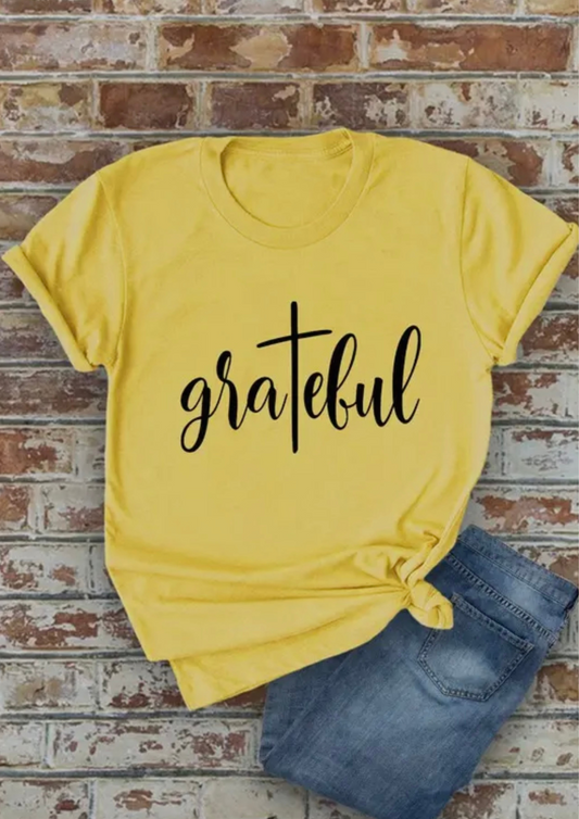 Grateful, Unisex Round Neck T-Shirt
